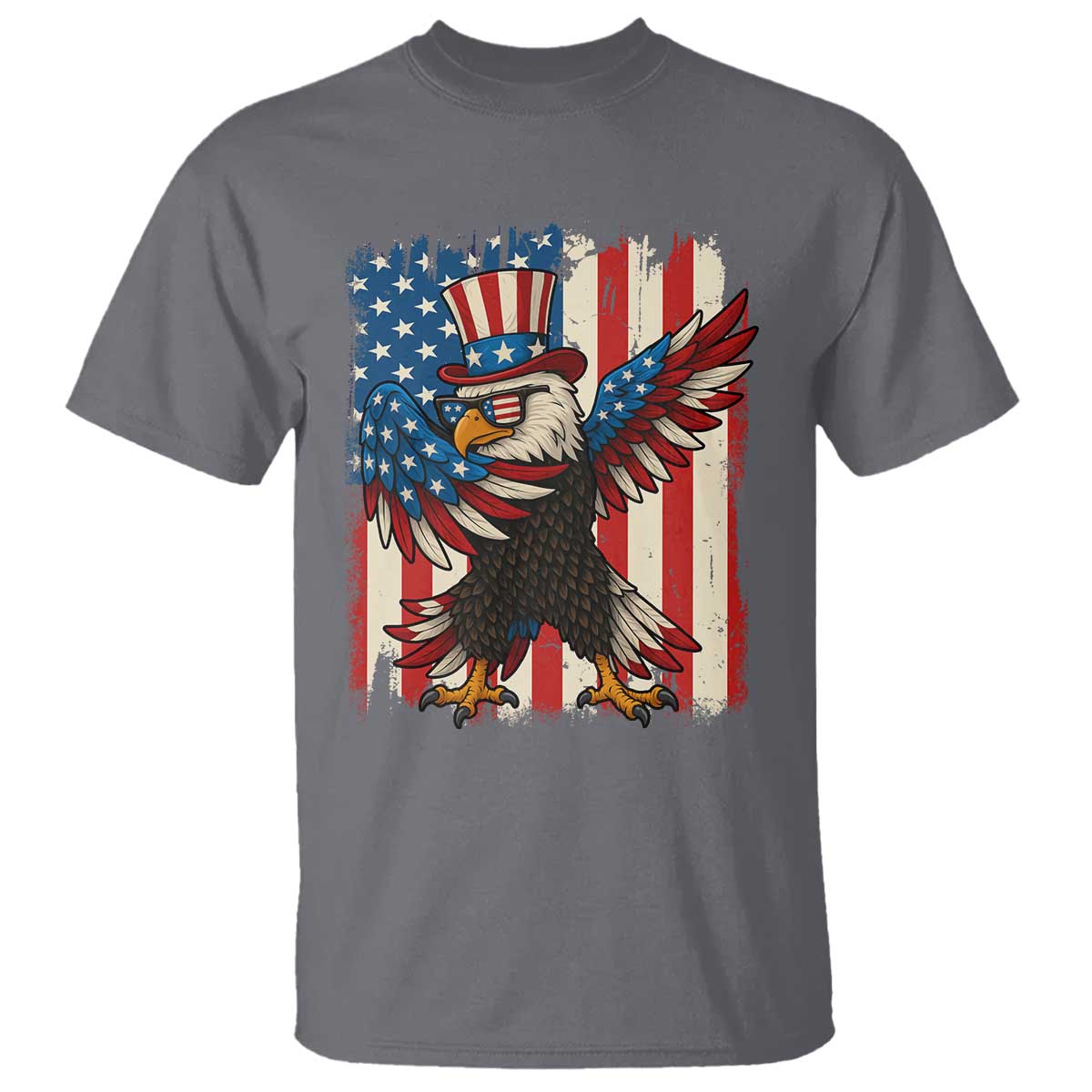 Funny Patriotic Dabbing American Flag Bald Eagle 4th Of July T Shirt - Wonder Print Shop