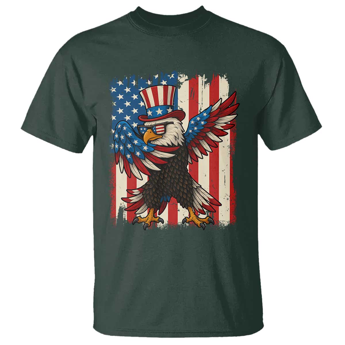 Funny Patriotic Dabbing American Flag Bald Eagle 4th Of July T Shirt - Wonder Print Shop