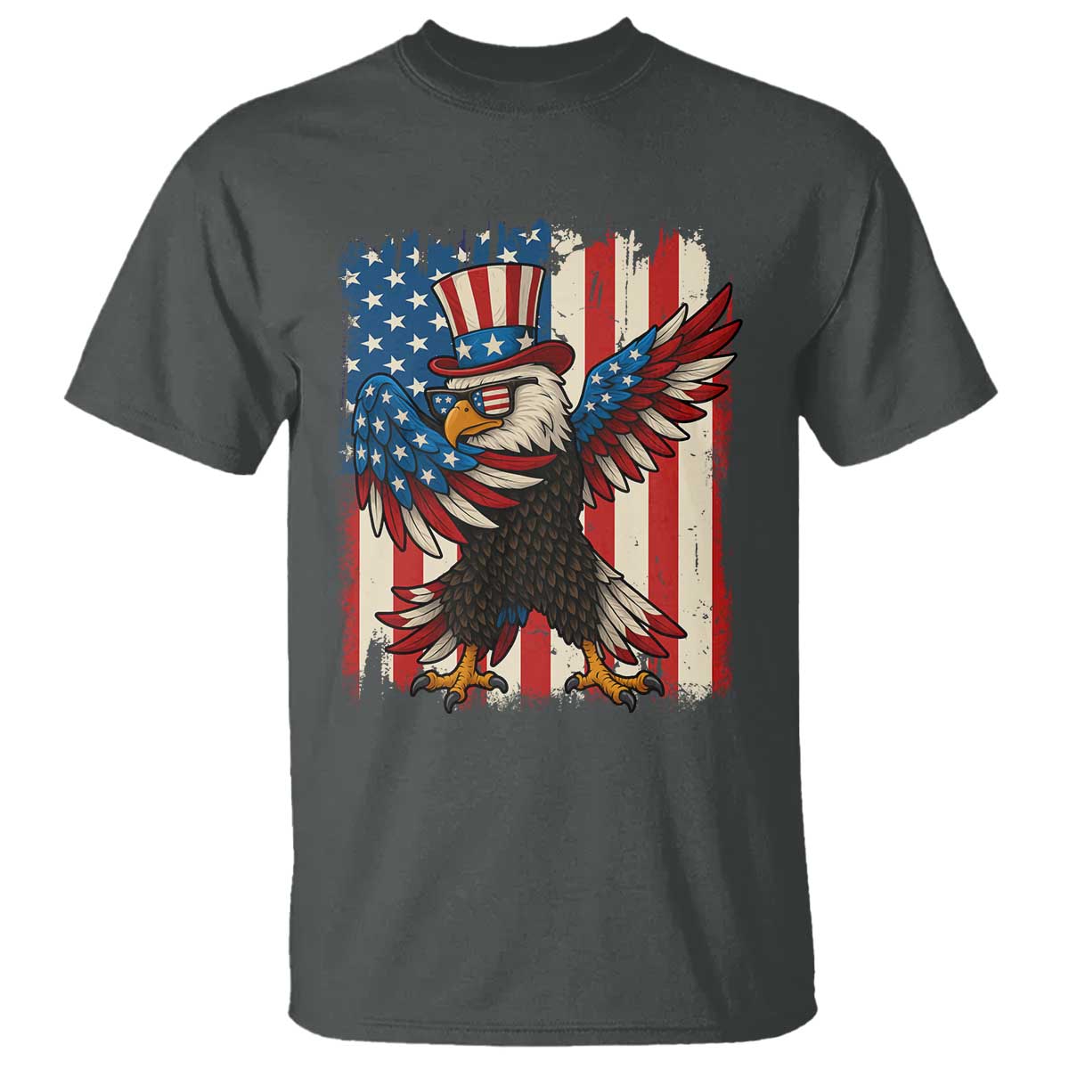 Funny Patriotic Dabbing American Flag Bald Eagle 4th Of July T Shirt - Wonder Print Shop