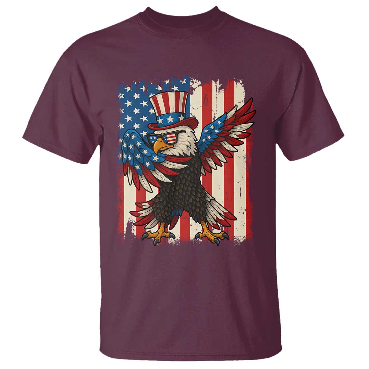 Funny Patriotic Dabbing American Flag Bald Eagle 4th Of July T Shirt - Wonder Print Shop