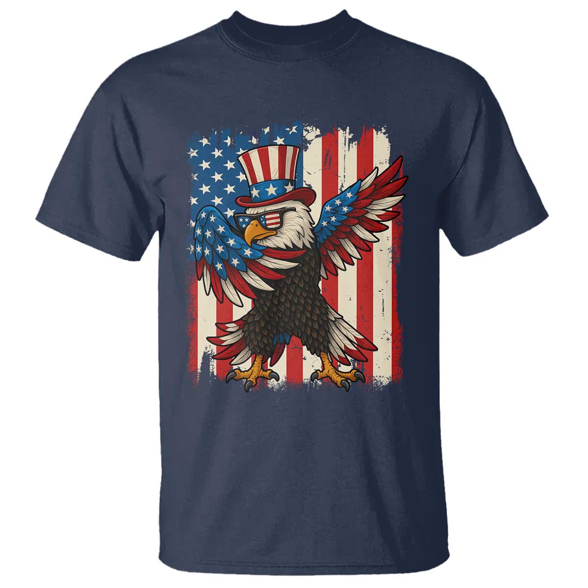 Funny Patriotic Dabbing American Flag Bald Eagle 4th Of July T Shirt - Wonder Print Shop