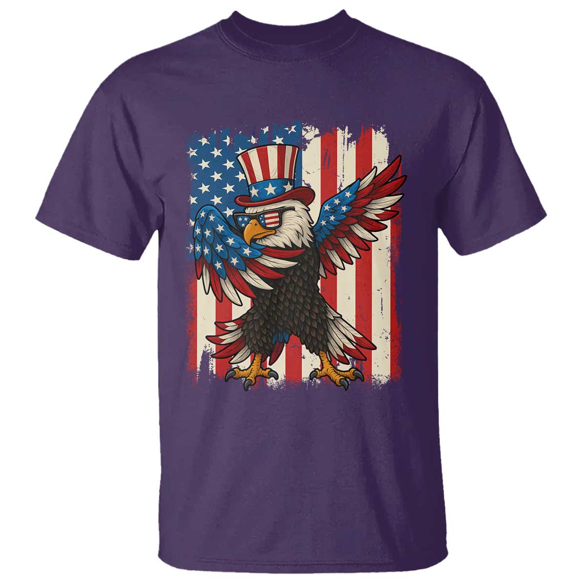 Funny Patriotic Dabbing American Flag Bald Eagle 4th Of July T Shirt - Wonder Print Shop