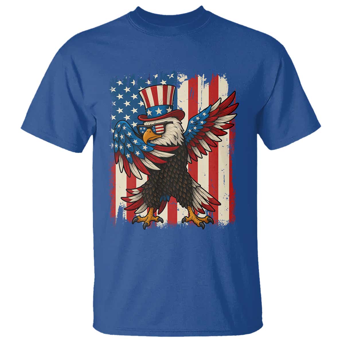 Funny Patriotic Dabbing American Flag Bald Eagle 4th Of July T Shirt - Wonder Print Shop