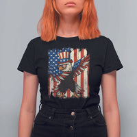 Funny Patriotic Dabbing American Flag Bald Eagle 4th Of July T Shirt For Women - Wonder Print Shop