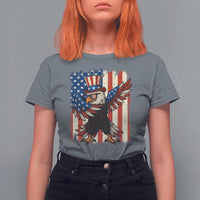 Funny Patriotic Dabbing American Flag Bald Eagle 4th Of July T Shirt For Women - Wonder Print Shop