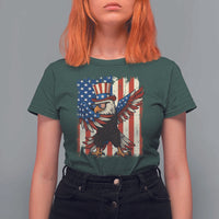 Funny Patriotic Dabbing American Flag Bald Eagle 4th Of July T Shirt For Women - Wonder Print Shop