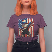 Funny Patriotic Dabbing American Flag Bald Eagle 4th Of July T Shirt For Women - Wonder Print Shop