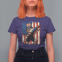 Funny Patriotic Dabbing American Flag Bald Eagle 4th Of July T Shirt For Women - Wonder Print Shop
