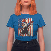 Funny Patriotic Dabbing American Flag Bald Eagle 4th Of July T Shirt For Women - Wonder Print Shop