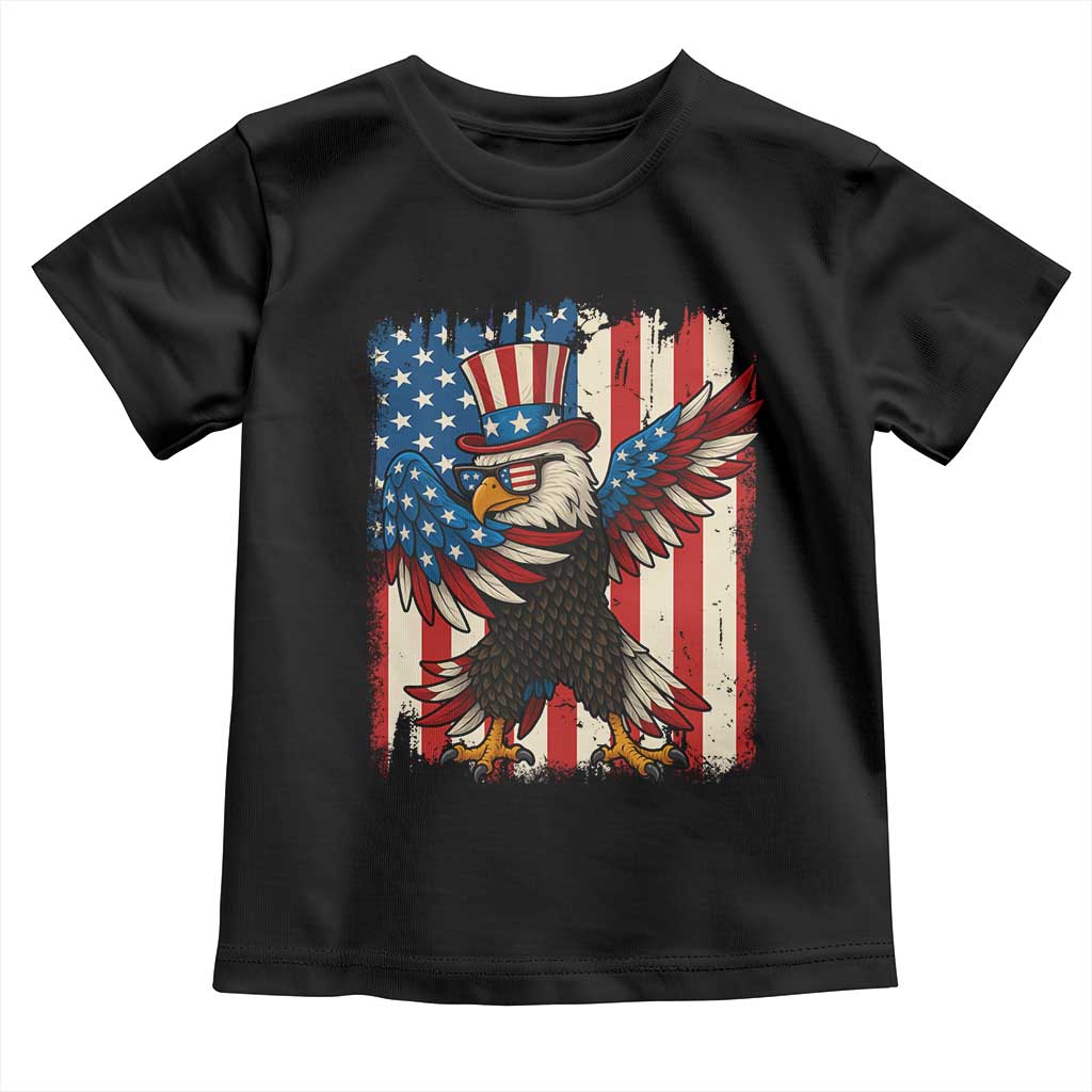 Funny Patriotic Dabbing American Flag Bald Eagle 4th Of July Toddler T Shirt - Wonder Print Shop
