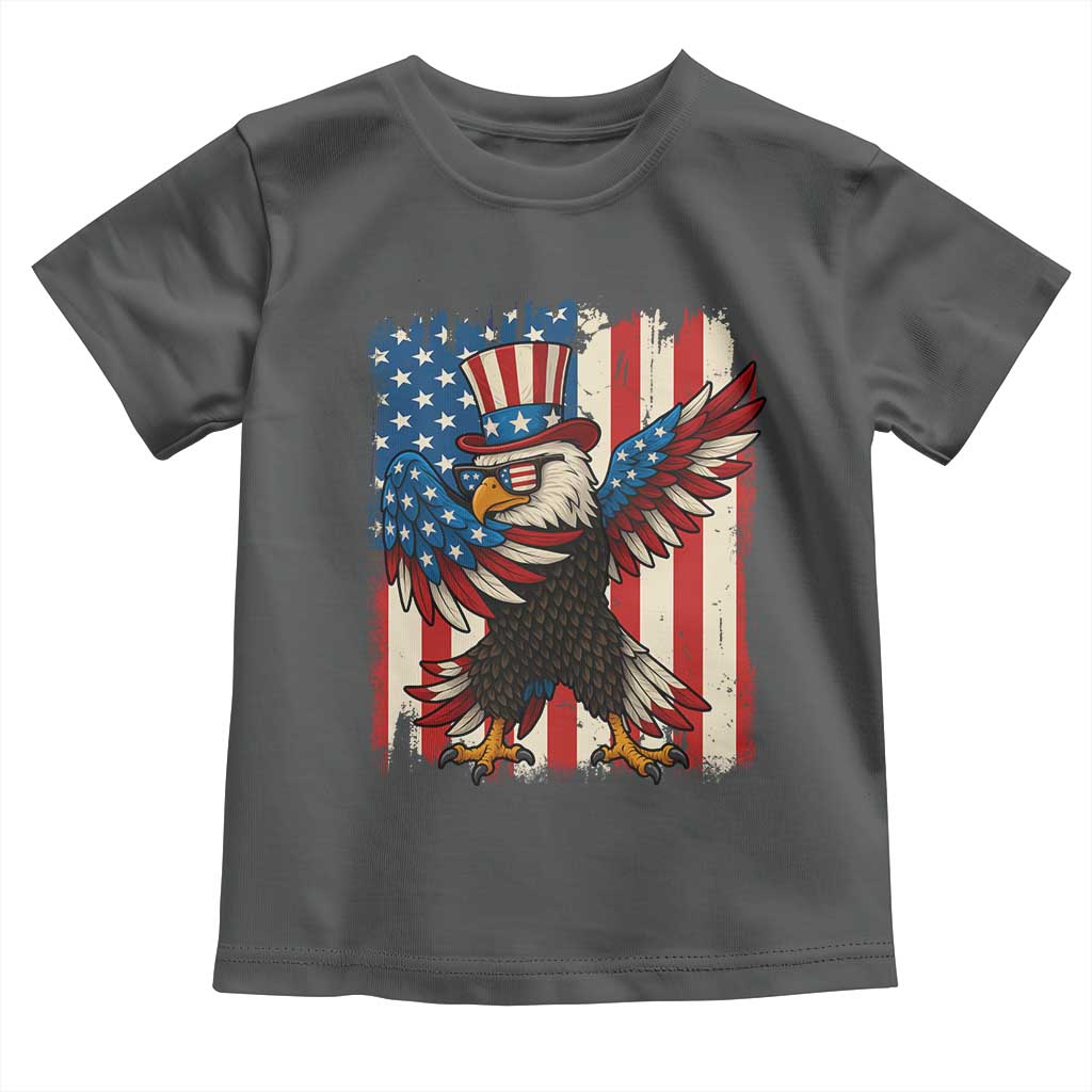 Funny Patriotic Dabbing American Flag Bald Eagle 4th Of July Toddler T Shirt - Wonder Print Shop