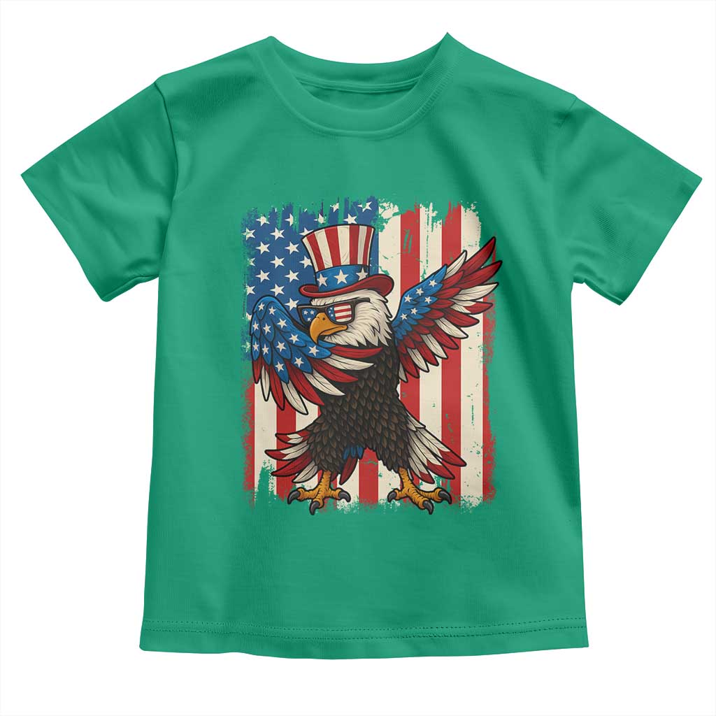Funny Patriotic Dabbing American Flag Bald Eagle 4th Of July Toddler T Shirt - Wonder Print Shop