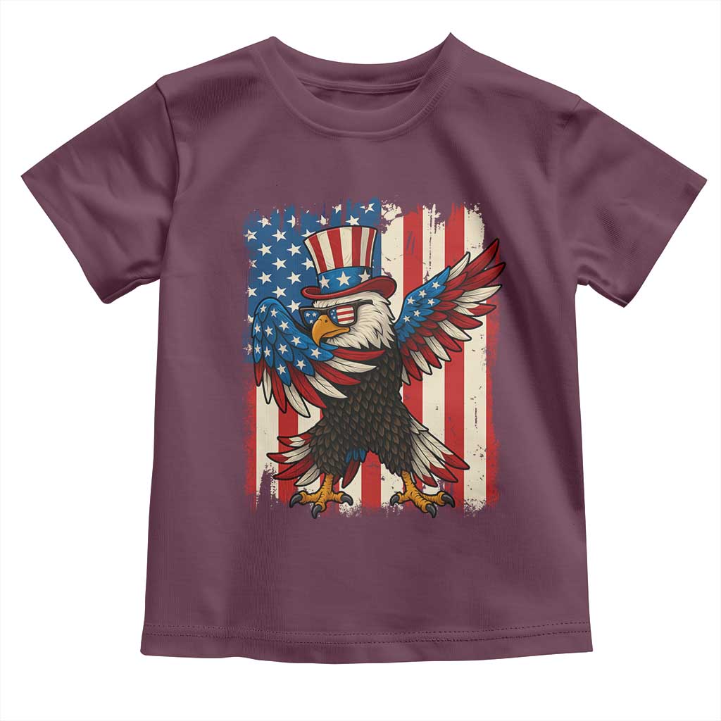 Funny Patriotic Dabbing American Flag Bald Eagle 4th Of July Toddler T Shirt - Wonder Print Shop