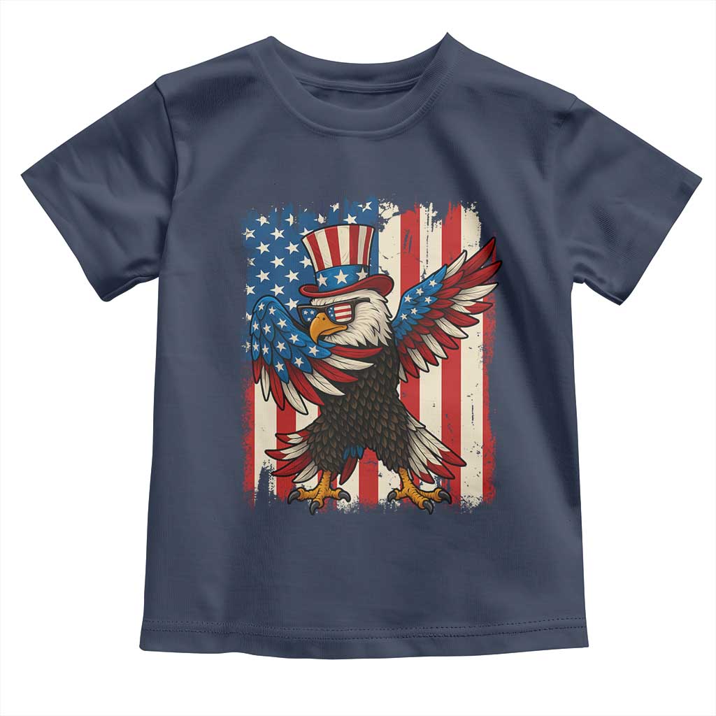 Funny Patriotic Dabbing American Flag Bald Eagle 4th Of July Toddler T Shirt - Wonder Print Shop