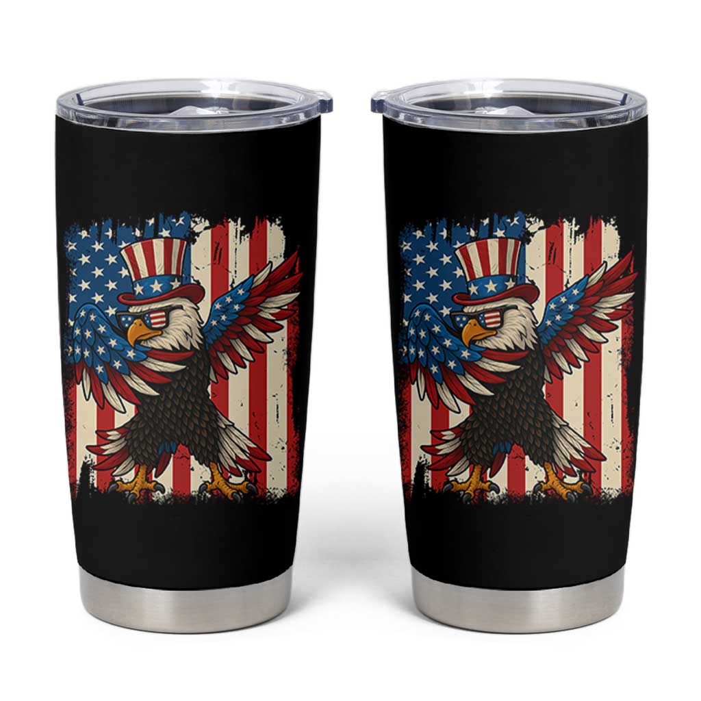 Funny Patriotic Dabbing American Flag Bald Eagle 4th Of July Tumbler Cup - Wonder Print Shop