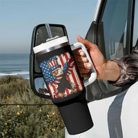Funny Patriotic Dabbing American Flag Bald Eagle 4th Of July Tumbler With Handle - Wonder Print Shop