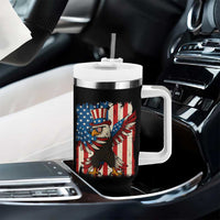 Funny Patriotic Dabbing American Flag Bald Eagle 4th Of July Tumbler With Handle - Wonder Print Shop