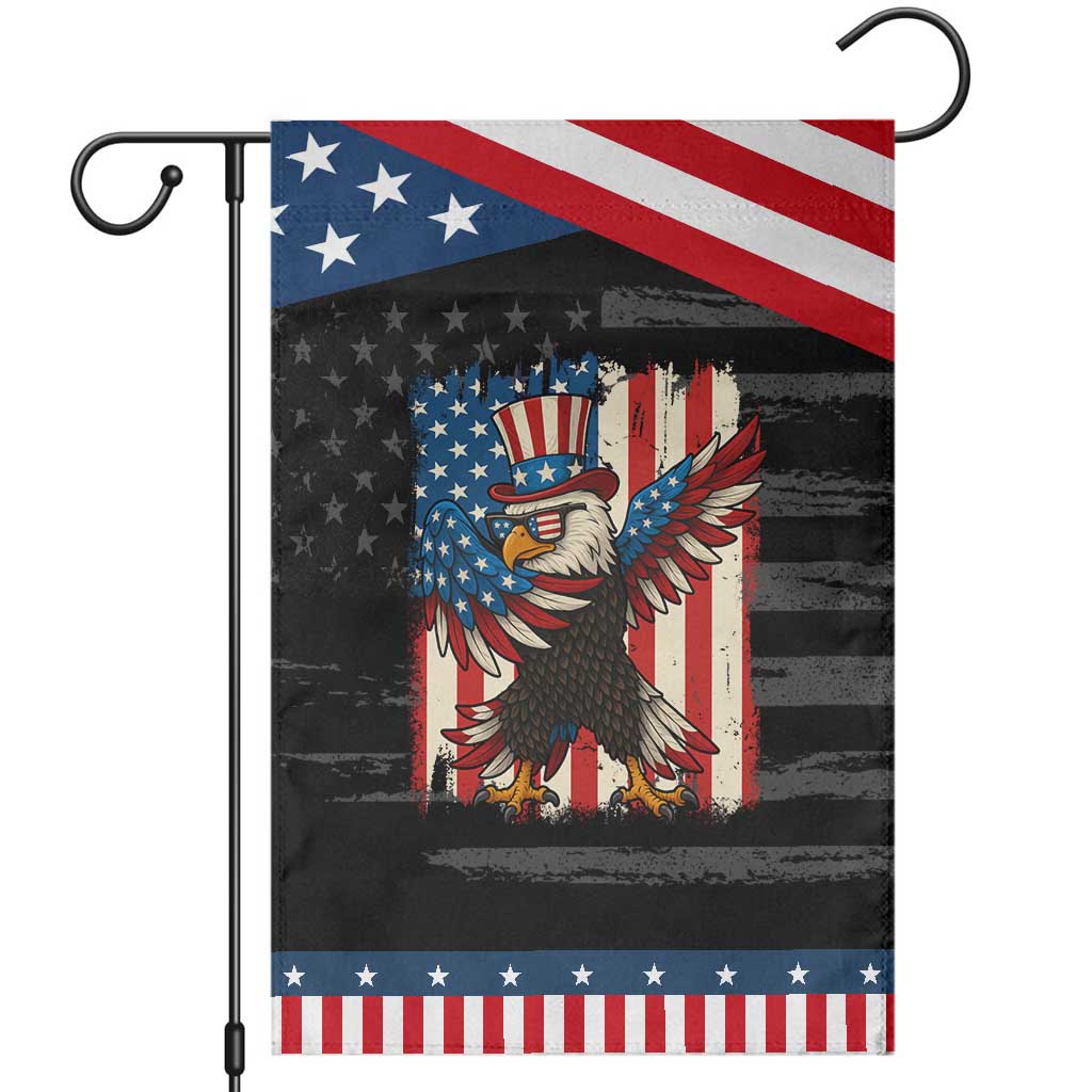 Funny Patriotic Dabbing American Flag Bald Eagle 4th Of July Garden Flag