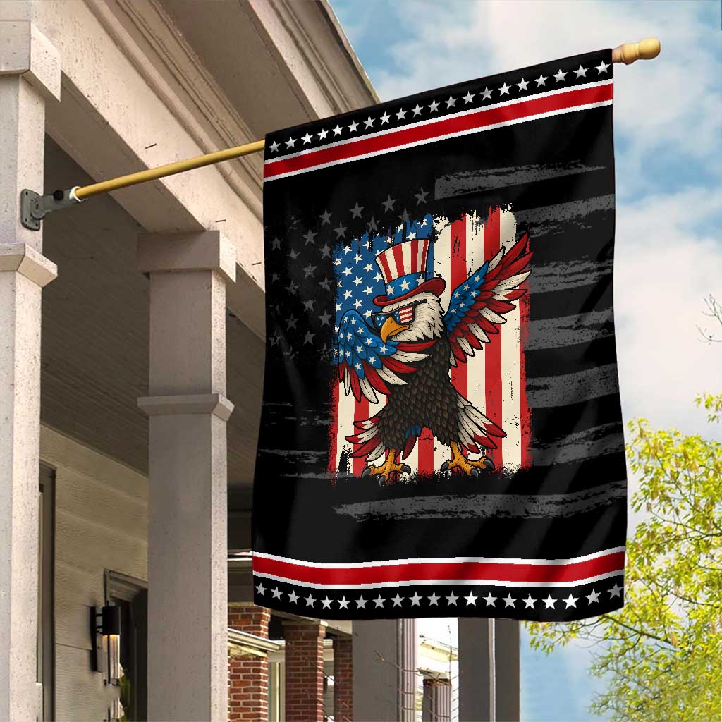 Funny Patriotic Dabbing American Flag Bald Eagle 4th Of July Garden Flag