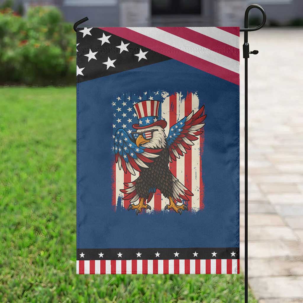 Funny Patriotic Dabbing American Flag Bald Eagle 4th Of July Garden Flag
