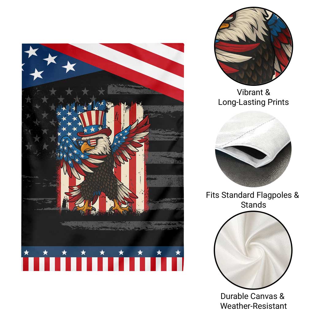 Funny Patriotic Dabbing American Flag Bald Eagle 4th Of July Garden Flag
