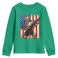 Funny Patriotic Dabbing American Flag Bald Eagle 4th Of July Youth Sweatshirt - Wonder Print Shop