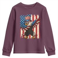 Funny Patriotic Dabbing American Flag Bald Eagle 4th Of July Youth Sweatshirt - Wonder Print Shop