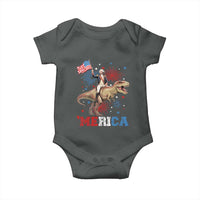 Funny George Washington Riding a Tyrannosaurus Rex 'Merica Baby Onesie American Flag - Wonder Print Shop