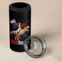Funny George Washington Riding a Tyrannosaurus Rex 'Merica 4 in 1 Can Cooler Tumbler American Flag - Wonder Print Shop