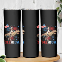 Funny George Washington Riding a Tyrannosaurus Rex 'Merica Skinny Tumbler American Flag - Wonder Print Shop