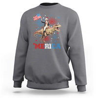 Funny George Washington Riding a Tyrannosaurus Rex 'Merica Sweatshirt American Flag - Wonder Print Shop
