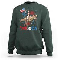 Funny George Washington Riding a Tyrannosaurus Rex 'Merica Sweatshirt American Flag - Wonder Print Shop