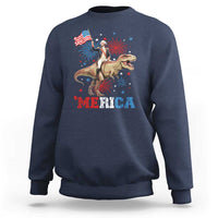 Funny George Washington Riding a Tyrannosaurus Rex 'Merica Sweatshirt American Flag - Wonder Print Shop