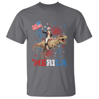 Funny George Washington Riding a Tyrannosaurus Rex 'Merica T Shirt American Flag - Wonder Print Shop
