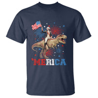 Funny George Washington Riding a Tyrannosaurus Rex 'Merica T Shirt American Flag - Wonder Print Shop