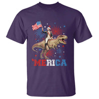 Funny George Washington Riding a Tyrannosaurus Rex 'Merica T Shirt American Flag - Wonder Print Shop