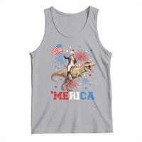 Funny George Washington Riding a Tyrannosaurus Rex 'Merica Tank Top American Flag - Wonder Print Shop