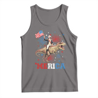 Funny George Washington Riding a Tyrannosaurus Rex 'Merica Tank Top American Flag - Wonder Print Shop