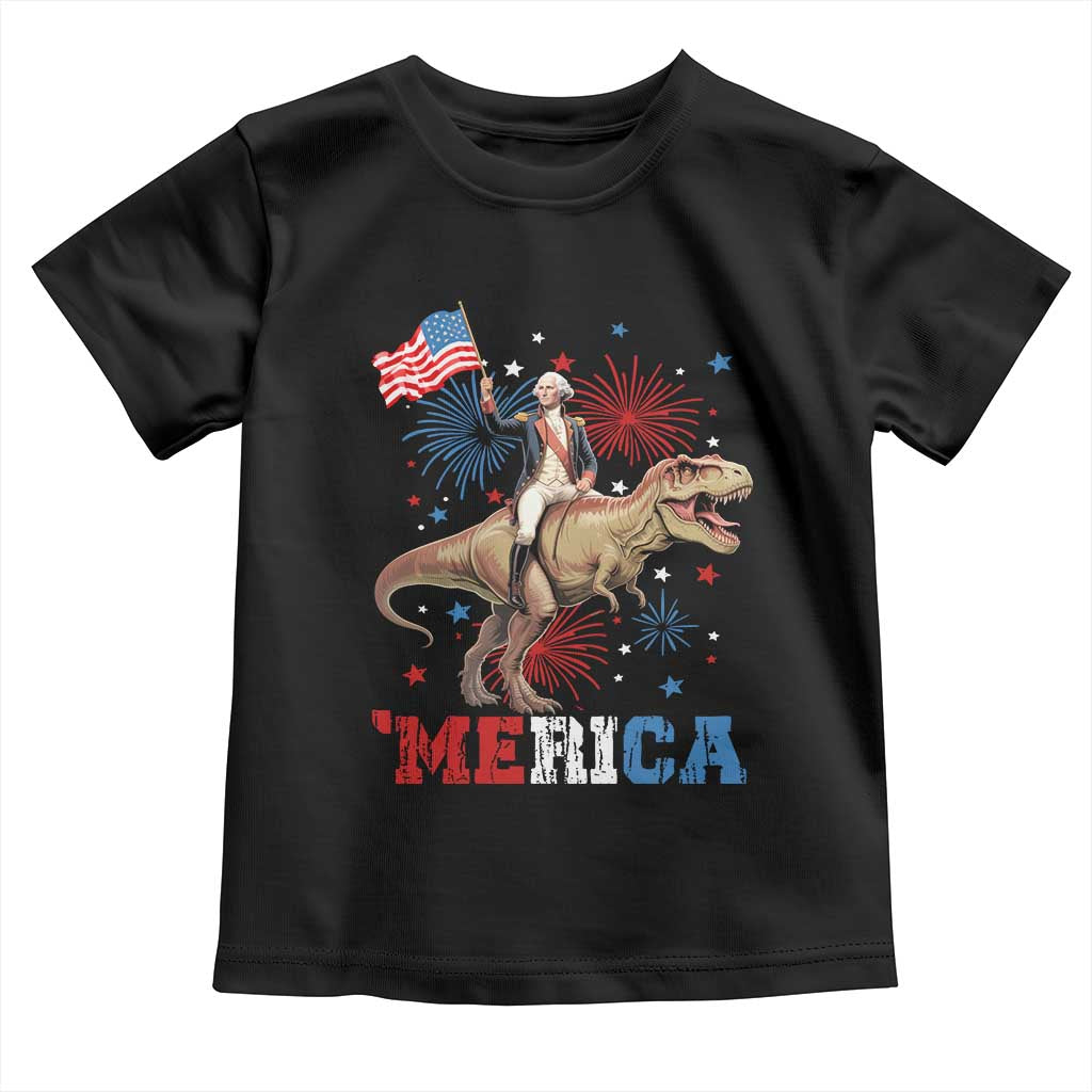 Funny George Washington Riding a Tyrannosaurus Rex 'Merica Toddler T Shirt American Flag - Wonder Print Shop