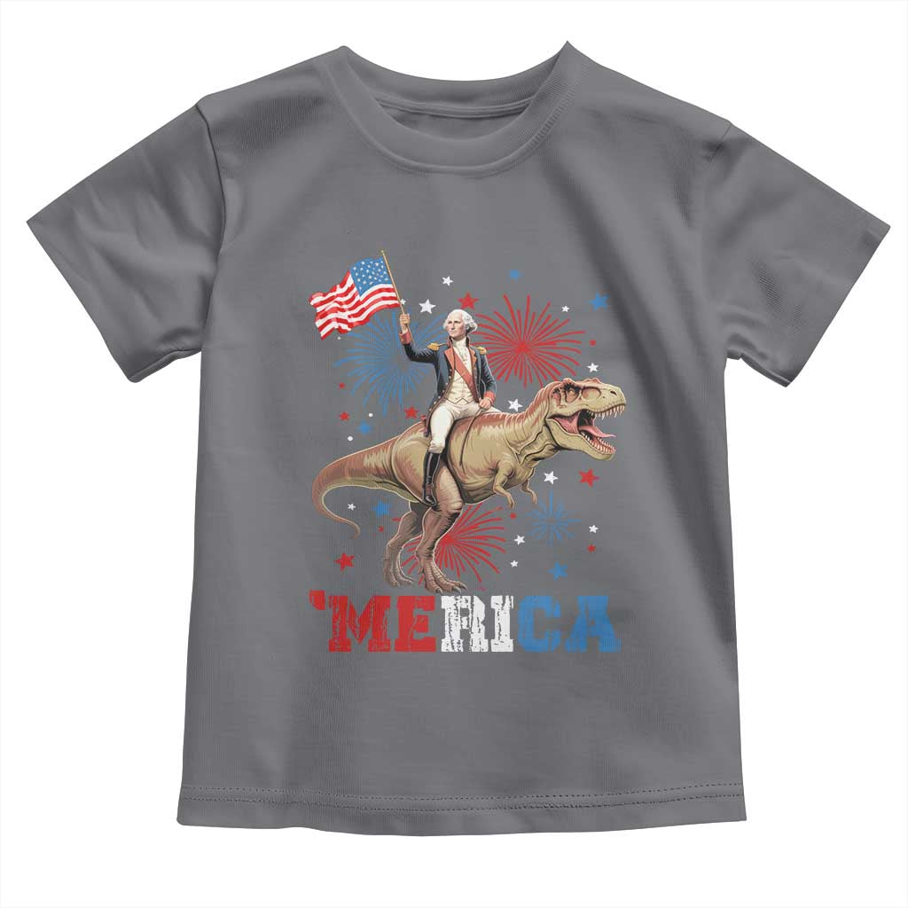 Funny George Washington Riding a Tyrannosaurus Rex 'Merica Toddler T Shirt American Flag - Wonder Print Shop