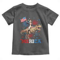 Funny George Washington Riding a Tyrannosaurus Rex 'Merica Toddler T Shirt American Flag - Wonder Print Shop