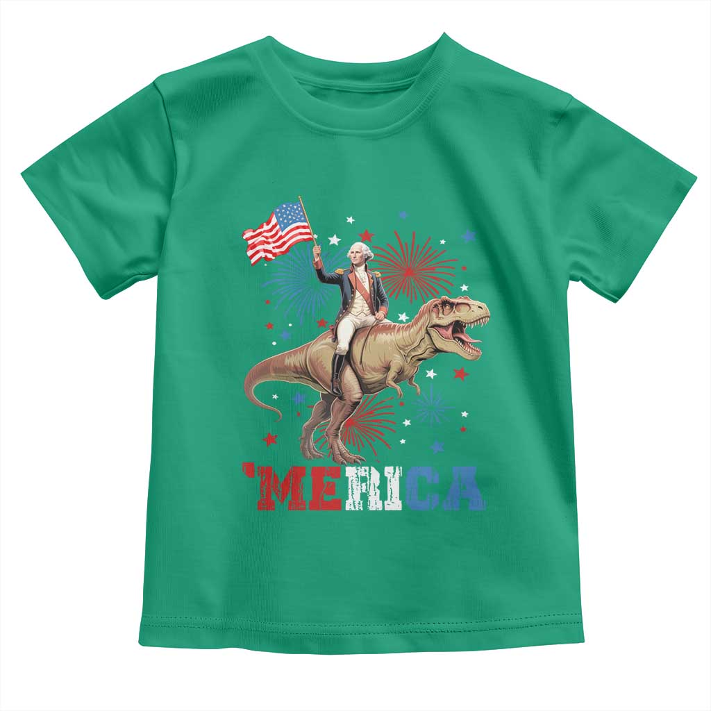 Funny George Washington Riding a Tyrannosaurus Rex 'Merica Toddler T Shirt American Flag - Wonder Print Shop