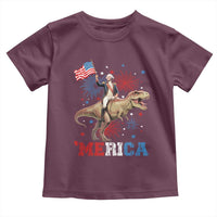 Funny George Washington Riding a Tyrannosaurus Rex 'Merica Toddler T Shirt American Flag - Wonder Print Shop