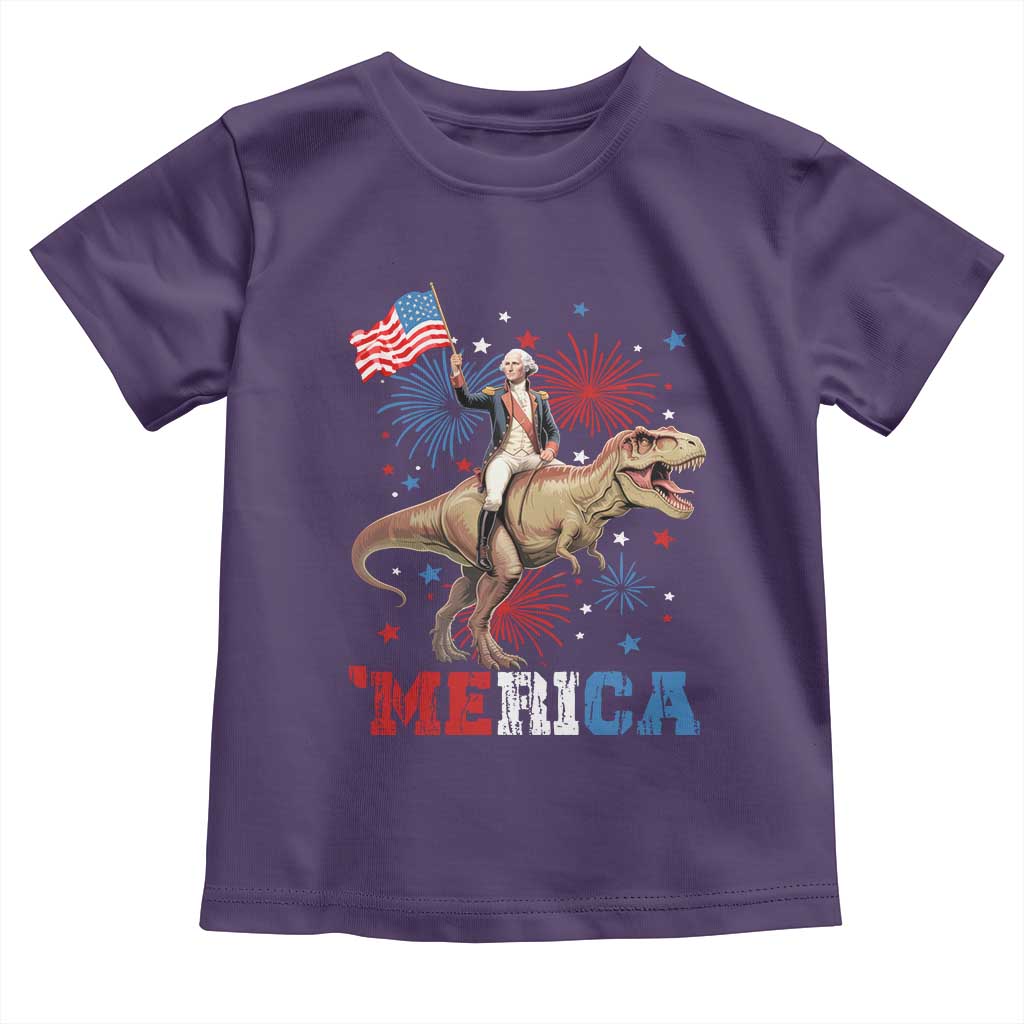 Funny George Washington Riding a Tyrannosaurus Rex 'Merica Toddler T Shirt American Flag - Wonder Print Shop