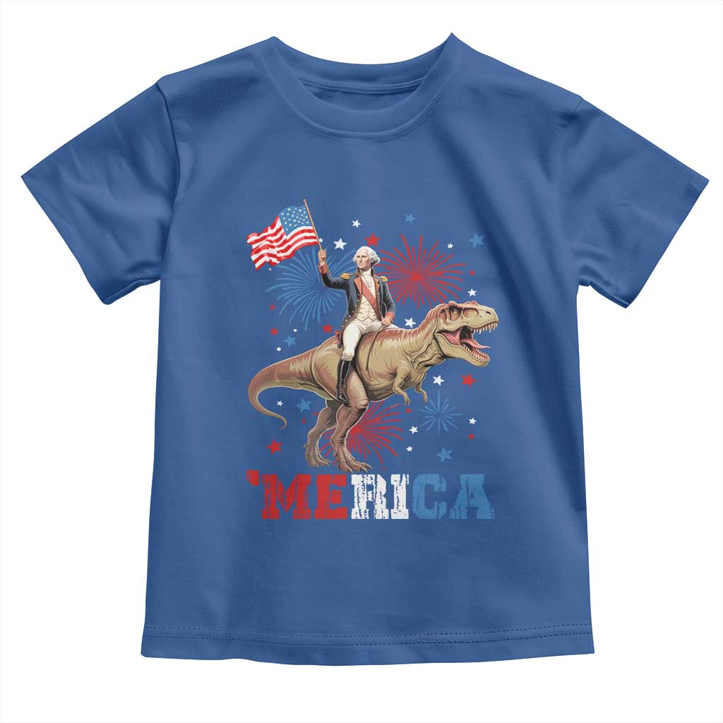 Funny George Washington Riding a Tyrannosaurus Rex 'Merica Toddler T Shirt American Flag - Wonder Print Shop