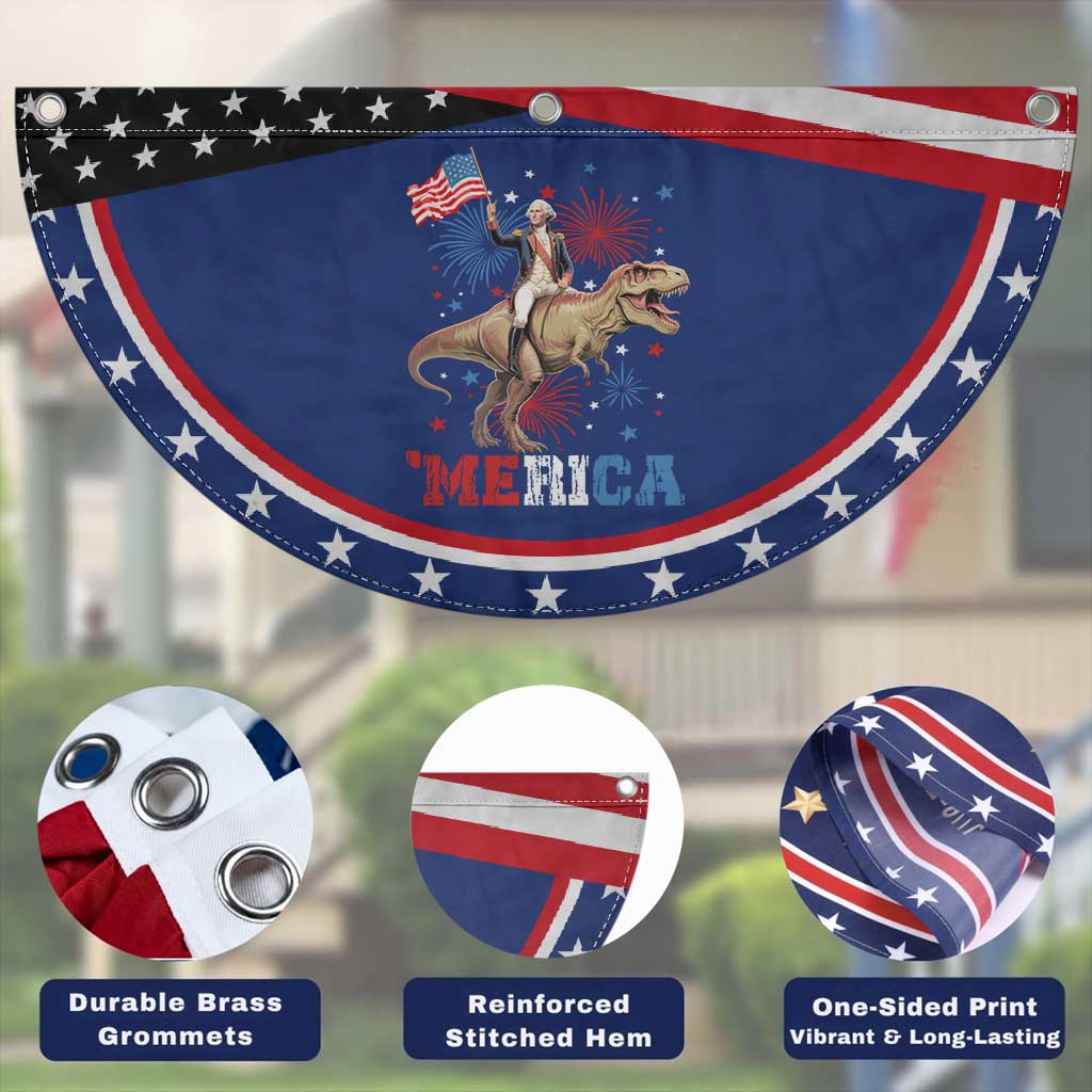 Funny George Washington Riding a Tyrannosaurus Rex 'Merica Patriotic Fan Flag American Flag