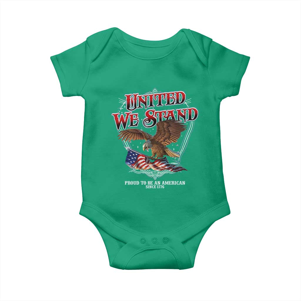United We Stand Proud To Be An American Since 1776 Baby Onesie Patriotic USA Flag Eagle - Wonder Print Shop