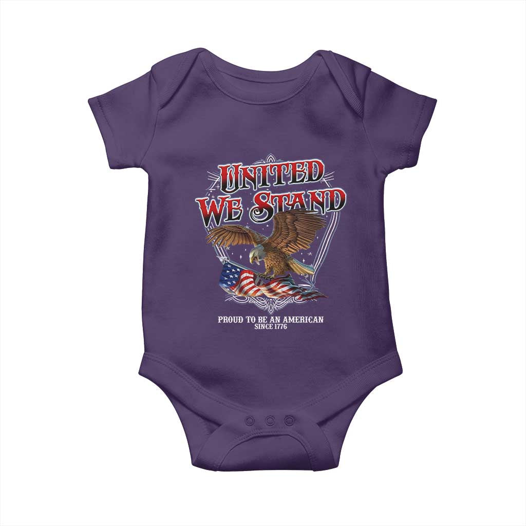 United We Stand Proud To Be An American Since 1776 Baby Onesie Patriotic USA Flag Eagle - Wonder Print Shop