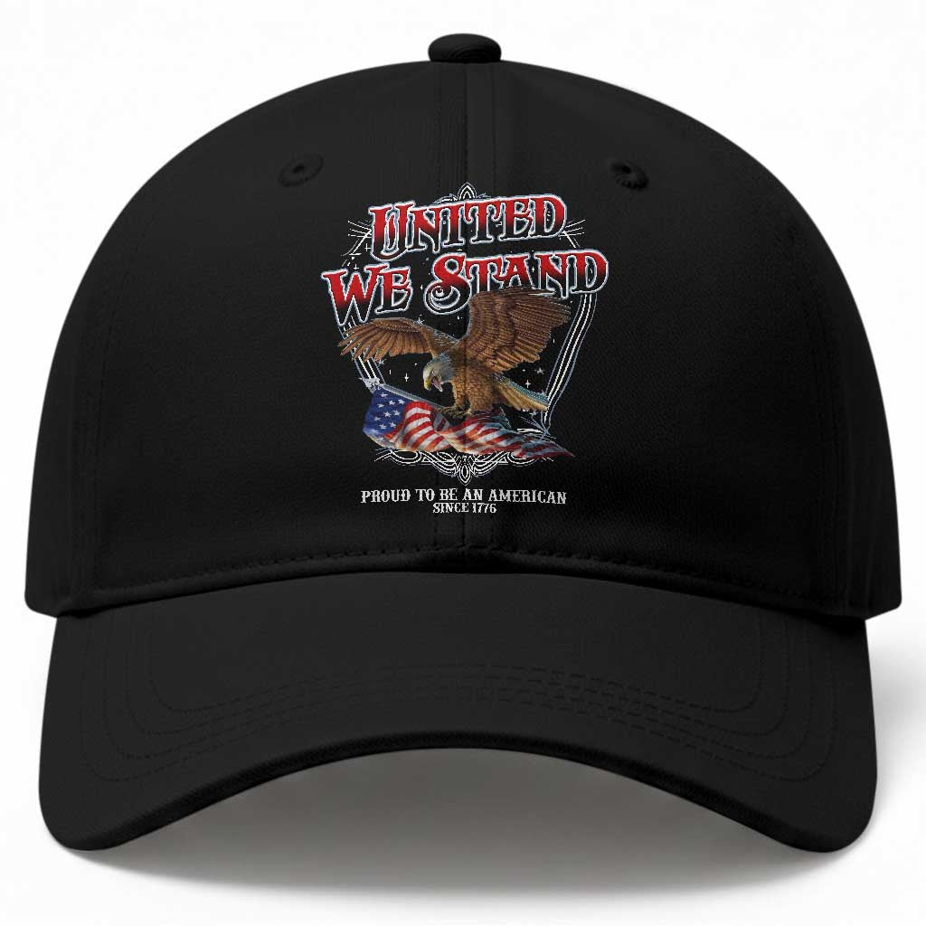 United We Stand Proud To Be An American Since 1776 Baseball Cap Patriotic USA Flag Eagle