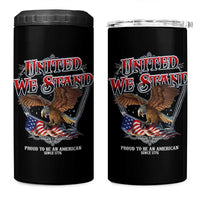 United We Stand Proud To Be An American Since 1776 4 in 1 Can Cooler Tumbler Patriotic USA Flag Eagle - Wonder Print Shop